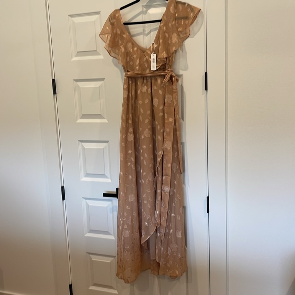 NWT Baltic Born Elegant Tan Wrap Dress - Picture 2 of 5